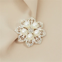 Brooch Pin Jewelry New Fashion Imitation Pearl Rhinestone Crystal Flower Brooches for Women Wedding Bridal Party Bouquet Decor