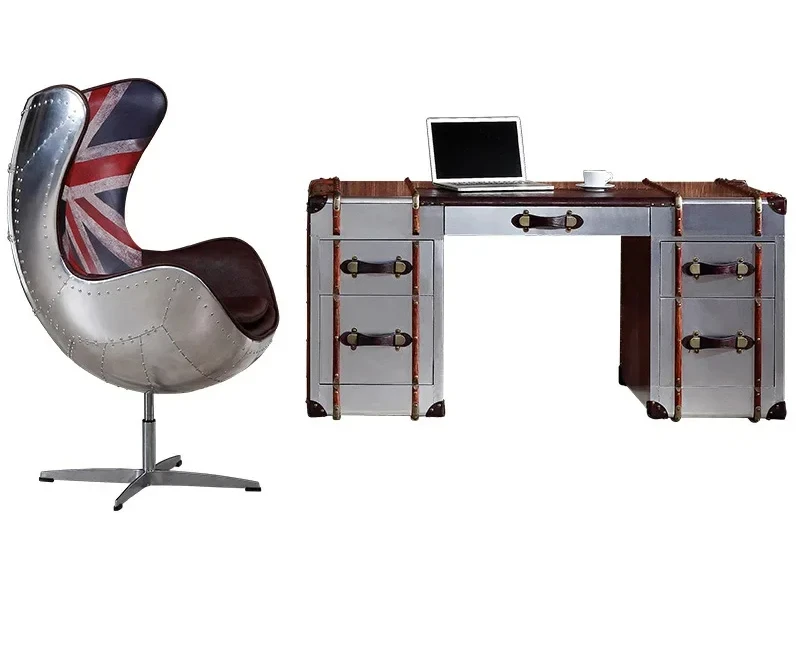 

Retro oil wax leather swivel chair