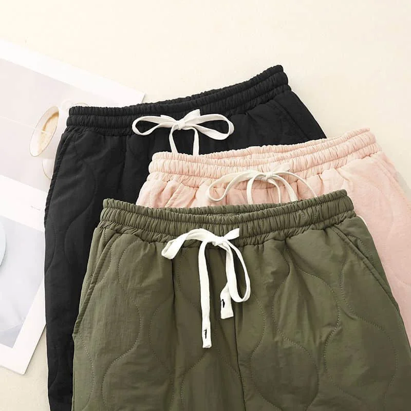 Pantalon droit matelassé pour femmes, Vintage, Style coréen, décontracté, léger, en coton ajouté, Cargo, vêtements pour femmes, hiver