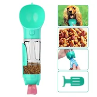 Pet Multi-functional Travel Water Cup, Outdoor Portable Dog Water Bottle, Lake Blue 300ML, with Food and Toilet Bag Box