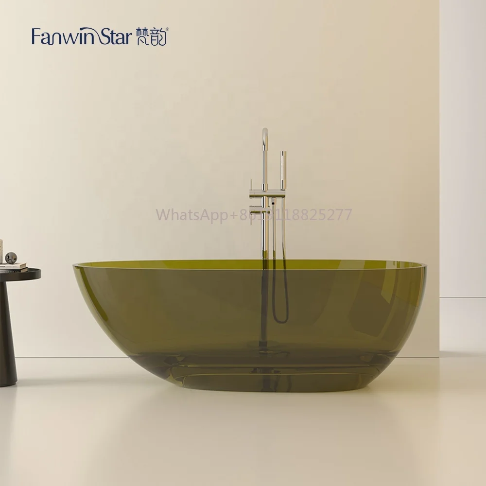 tub clear freestanding resin bathtub tea green colorful hotel bathroom tub transparent bath