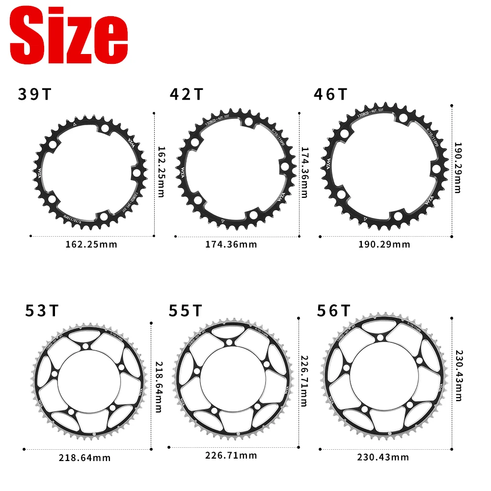 VXM Bicycle Double Chainring 130BCD 39T 53T 42T 55T 46T 56T Road Bike Crankset Riding Disc Aluminum Chainwheel Folding Bike Disc