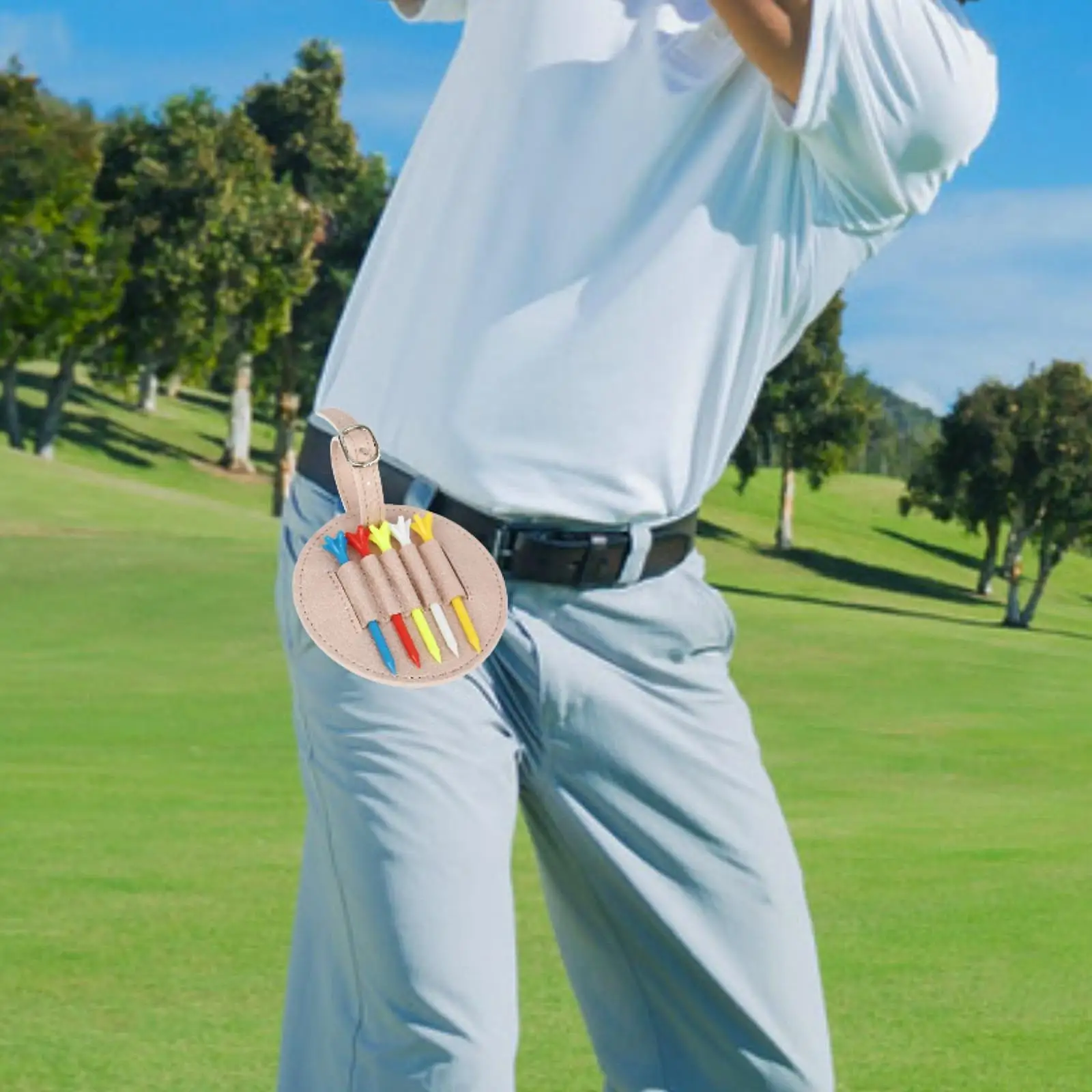 Tee Holder Golf Pouch PU Leather Mini Bag Durable Stitching Easy Carry Storage Case for Sport Use