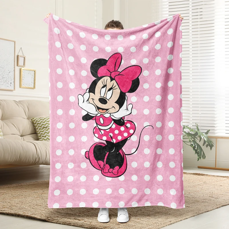 

Pink Cute Minnie Flannel Blanket Fluffy Cozy Throw Adult Nap Blankets Soft Bedding Sofa Blanket for Party Home Decorations
