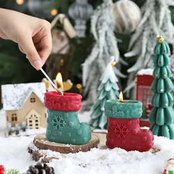 Christmas scented candles Handmade candle boots shape silicone mold DIY shoes scented candle handmade soap plaster ornament mold