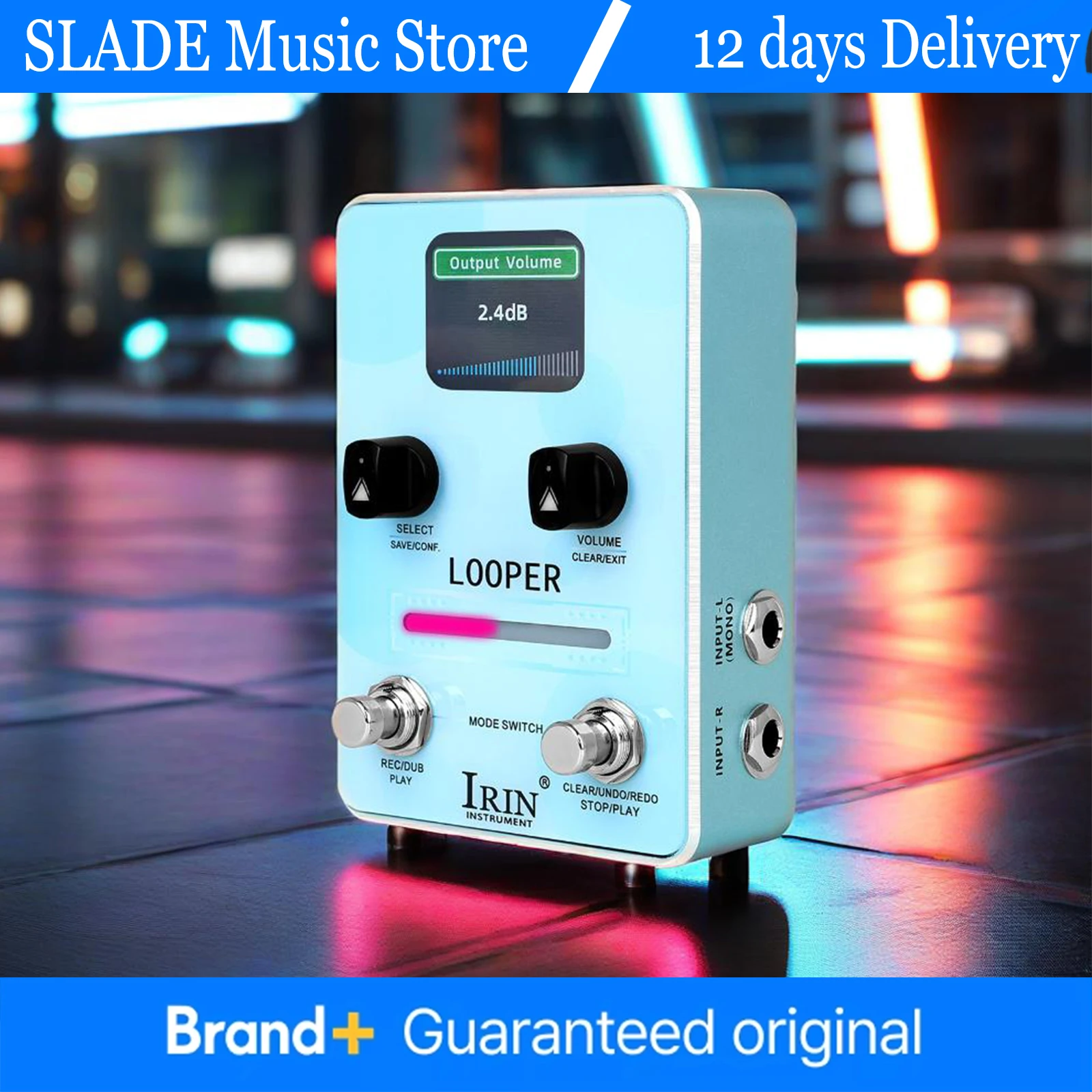 

IRIN XS-02 Loop Pedal Pro — стенд для лупинга с памятью на 160 минут, двумя педалями, LED-дисплеем реального времени и аудиохабом USB-C | Студийный динамик Dominator