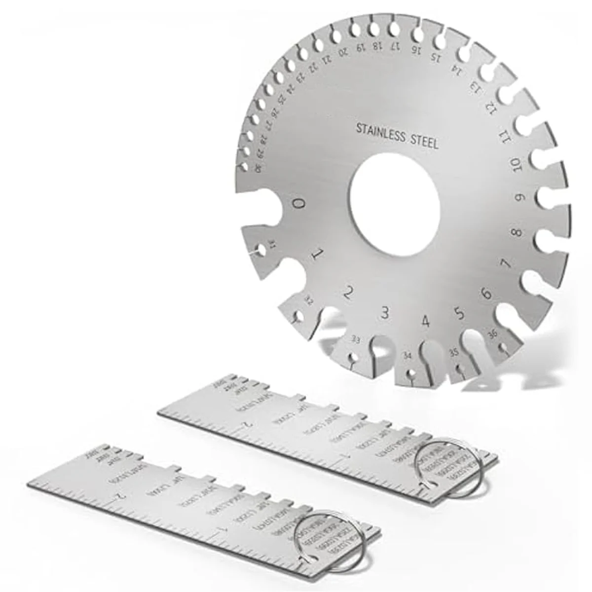 Wire Gauge Measuring Tool&Gauge Thickness Tool, Stainless Steel Metal Sheets Welding Material Thickness Gauge Dual-Sided