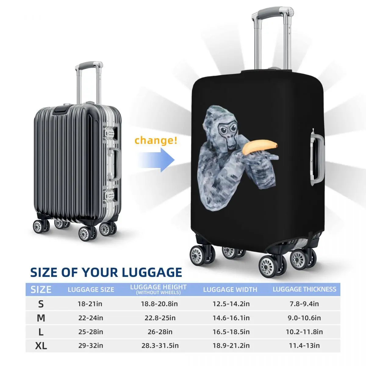 Banana - Gorilla Tag Banana Delivery Suitcase Cover Protection Elastic Travel Luggage Protector Covers for 18-32 Inch