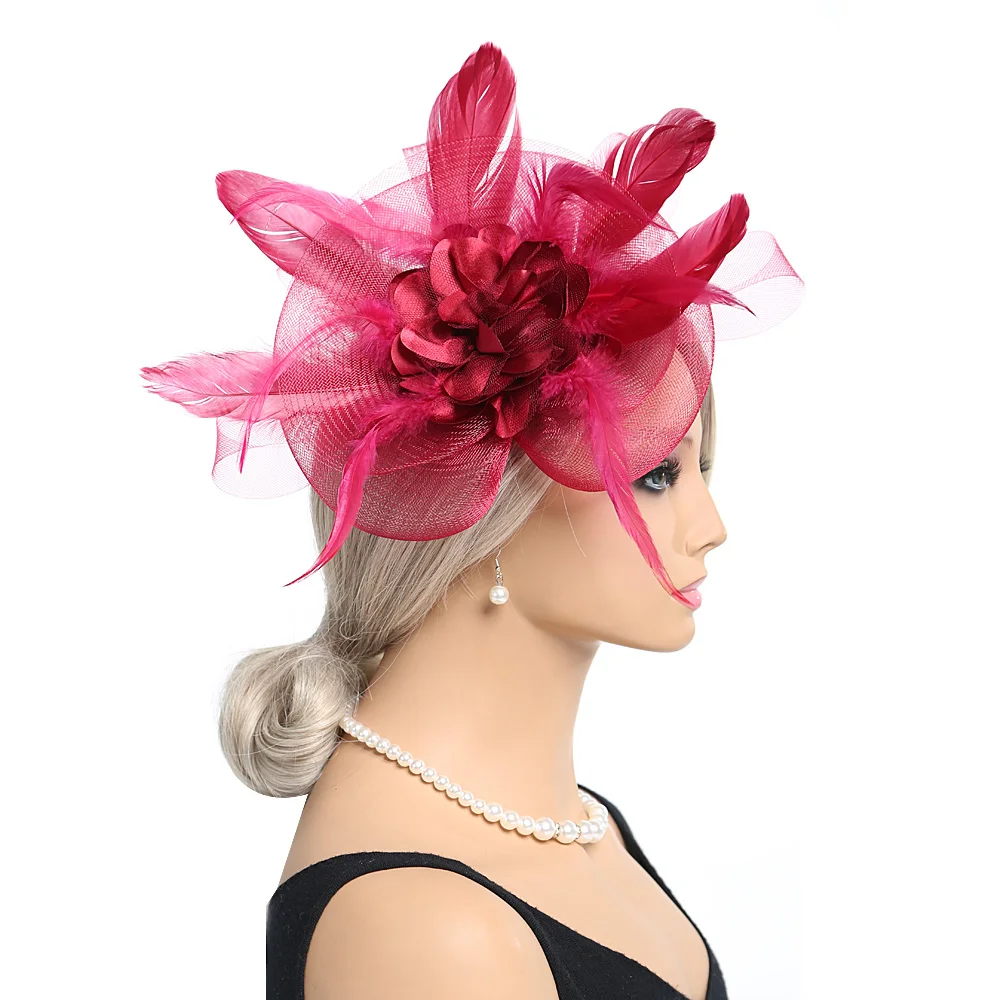 Halloween Christmas Party Feather Headwear accessori per abiti da sposa da sposa accessori per capelli da sposa con filato netto da donna