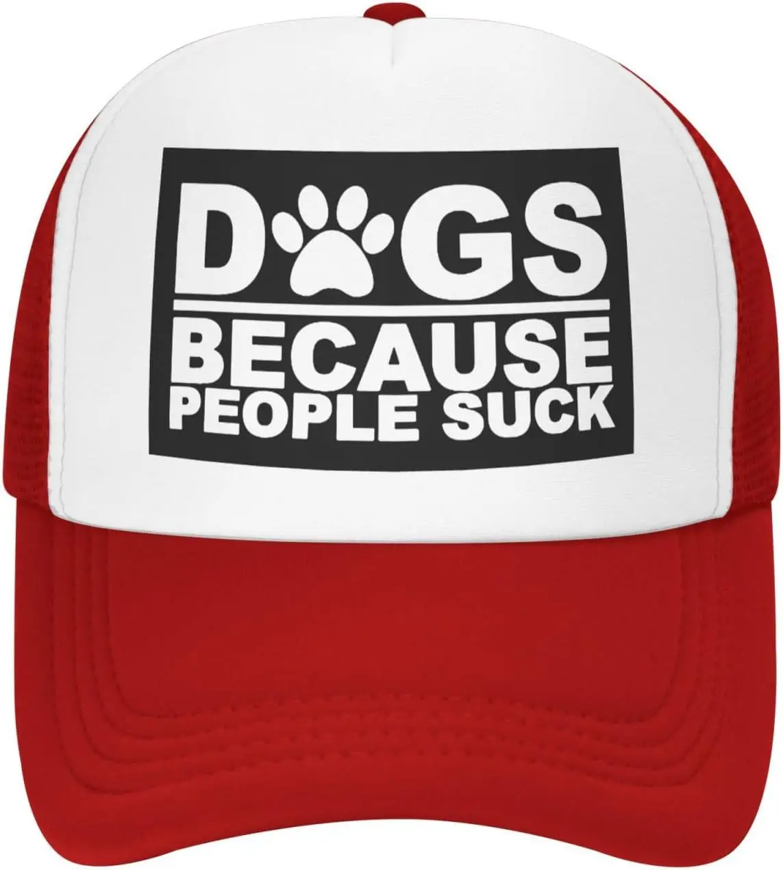 Dogs Because People Suck Trucker Hat Polyester Mesh Snapback Cap for Men Women Casual Outdoors