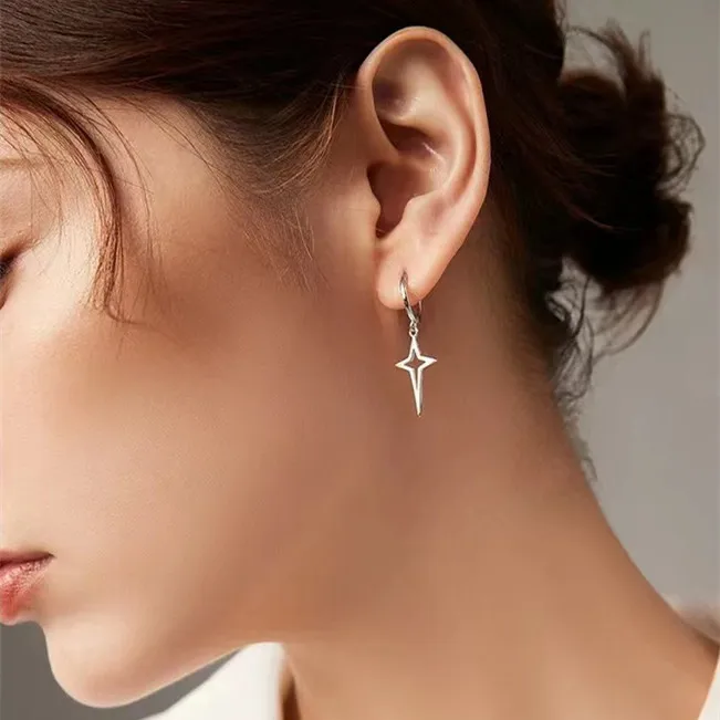 Trendy New Asymmetric Star Pyramid Earrings - Stainless Steel Hot Style Statement for Women