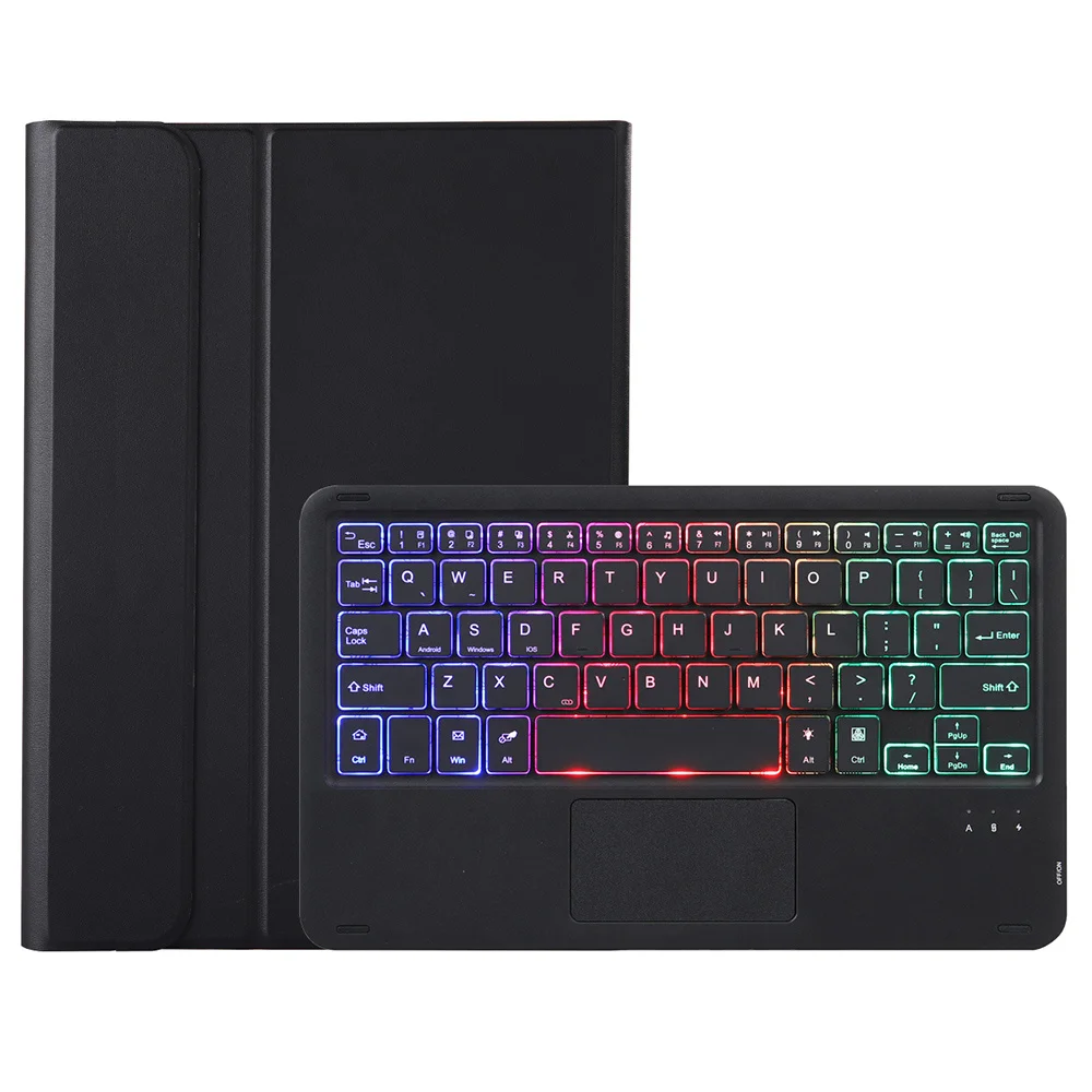 

A0N13-AS For Xiaomi Pad 7 / Pad 7 Pro Leather+TPU Tablet Cover with Backlit Touchpad Bluetooth-compatible Keyboard - Black