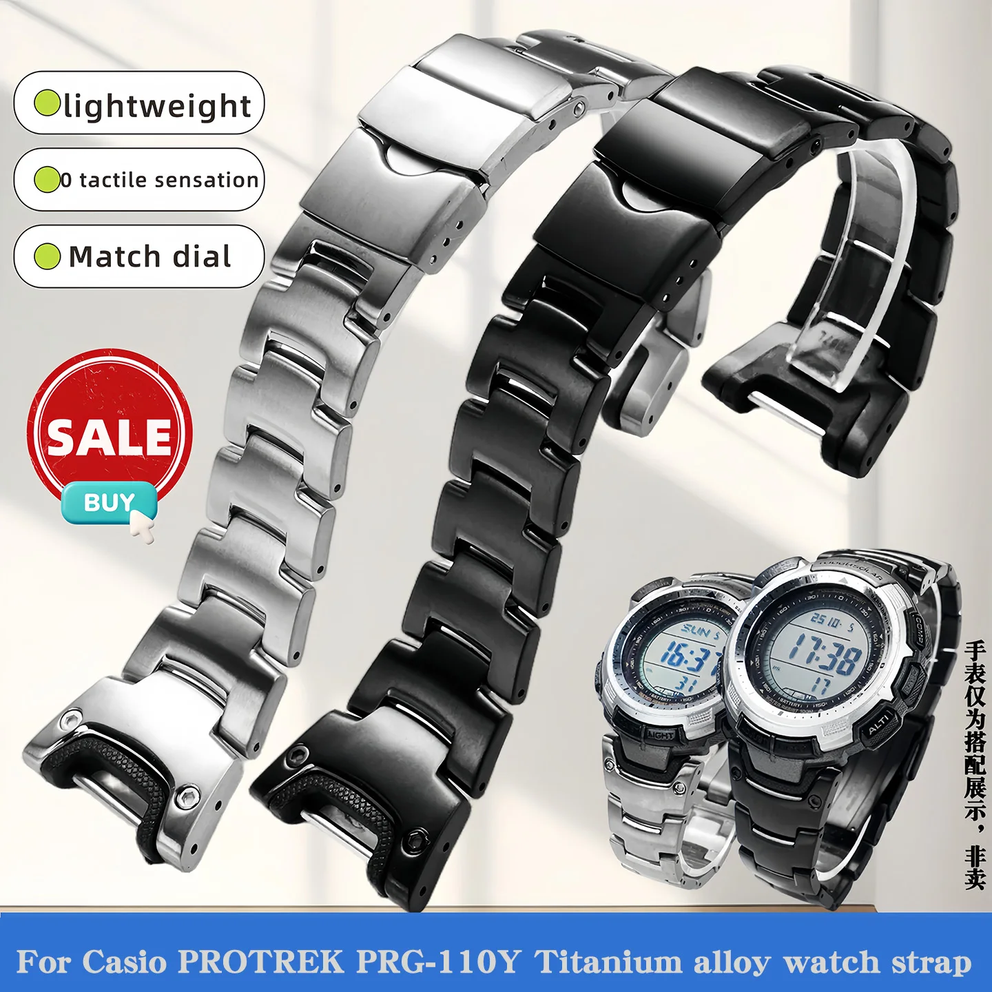 For Casio Protrek Series PRG-110Y/T PRW-1300Y Lightweight Titanium Alloy Watch Strap prg-110 Waterproof Titanium Watch Bracelet