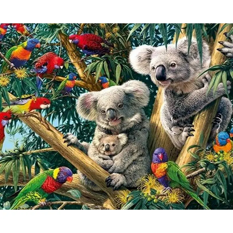 PhotoCustom Bear Painting By Numbers Original gifts Picture Drawing Scenery Paint for Painting Gift Pictures By Numbers
