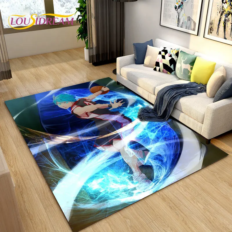 Kuroko\'s Basketball Anime Cartoon Area Rug,Carpet Rug for Living Room Bedroom Sofa Doormat Decoration, Kids  Non-slip Floor Mat