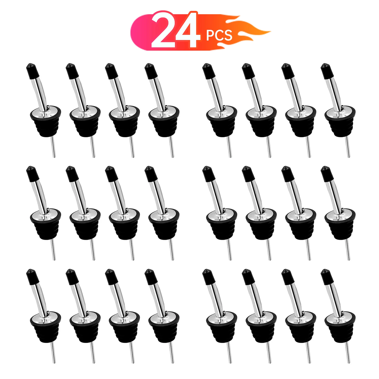 Aoresac 24 Packs Liquor Bottle Pourers for Alcohol Stainless Steal Liquor Bottle Dispensers Speed Pourers for Spirits Bottles