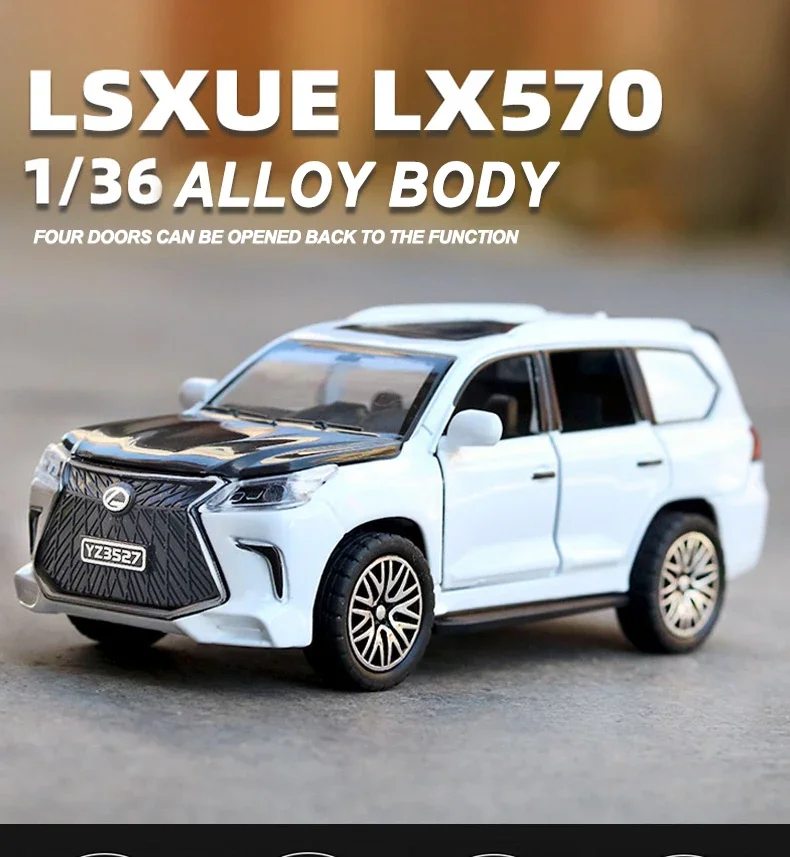 

Модель игрушечного автомобиля Lexus Lx570, 4 двери, металлическая, литой под давлением, миниатюрная Коллекционная машина, игрушка для мальчиков, 1/36