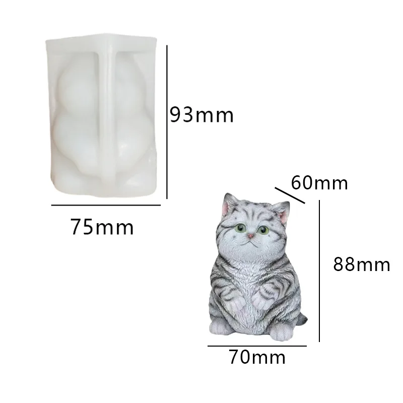 Little Fat Cat Silicone Mold DIY Handmade Soap Scented Candle Diffuser Gypsum Home Ornament Animal Epoxy Resin Molds,Animal Mold