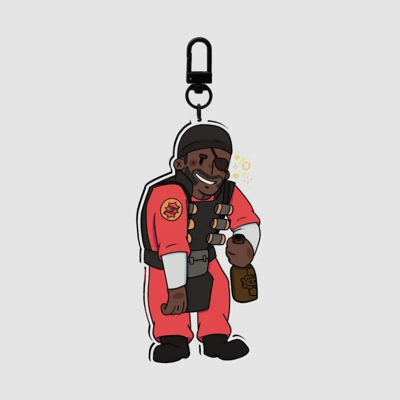 Team Fortress 2 Demoman Acrylic Keychain TF2 Demomans Game Character Charm Pendant Backpack KeyRing Decor Gift for Fans Gamers