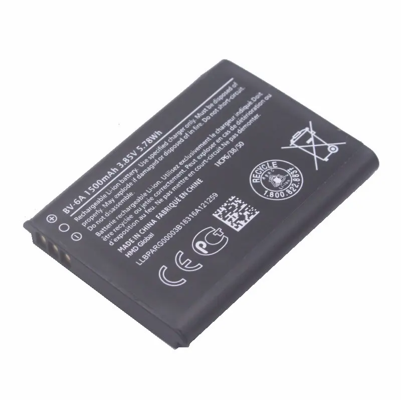 1x 1500mAh 3.85V BV-6A BV 6A BV6A Rechargeable Battery For Nokia Banana 2060 3060 5250 C5-03 8110 4G Phone Batteries