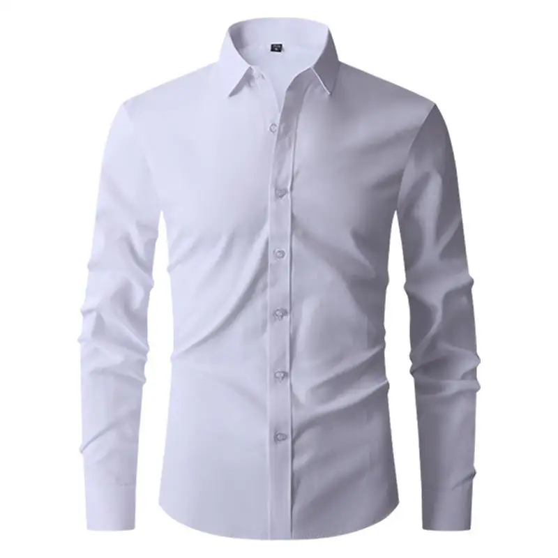 

Long Sleeve Men's Shirt Japanese Style Non-iron Treatment Resistant to Deformation Color Block Design Inner Wear for Summer