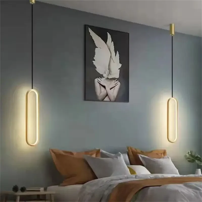 

Modern Led Pendant Lamps Gold Black for Dining Room Bedroom Bedside Table Chandelier Minimalist Decor Lighting Suspension Design