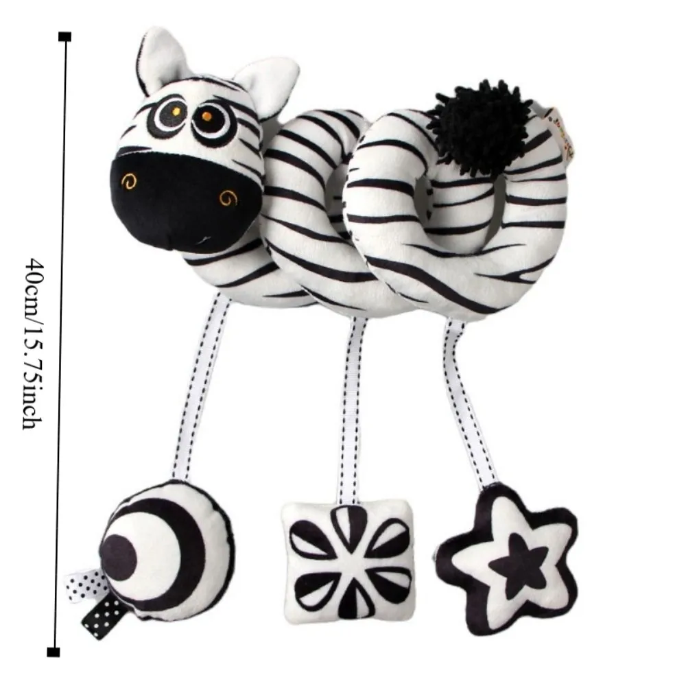 Animal-shaped Baby Stroller Hanging Pendants Cow with Strap Baby Wind Chime Toy Visual Development Black and White