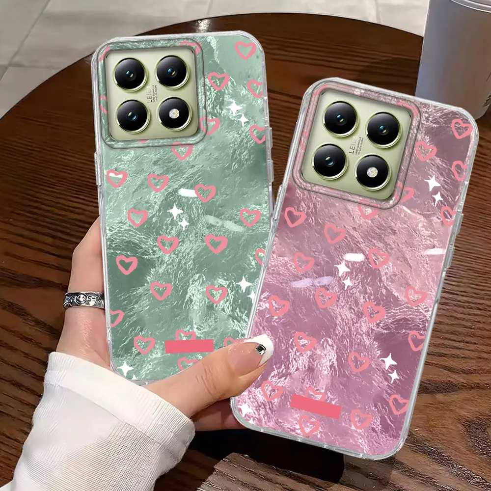 Für Xiaomi 14T 13T Pro 11 Lite NE Poco X5 X6 X7 M6 C65 C61 M5S Mode Rosa kleine Liebe Herz Mädchen Telefon Fall Shell TPU Abdeckung