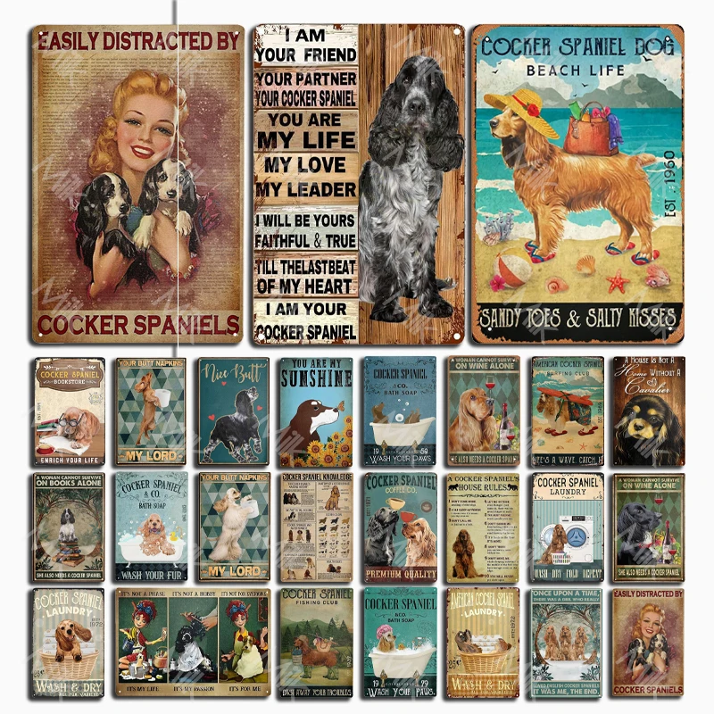 Metal Tin Signs Just A Girl Who Loves Cocker Spaniel Metal Poster Retro Plaque Art Gift Bar Pub Porch Shop Hotel Club Cafe Decor