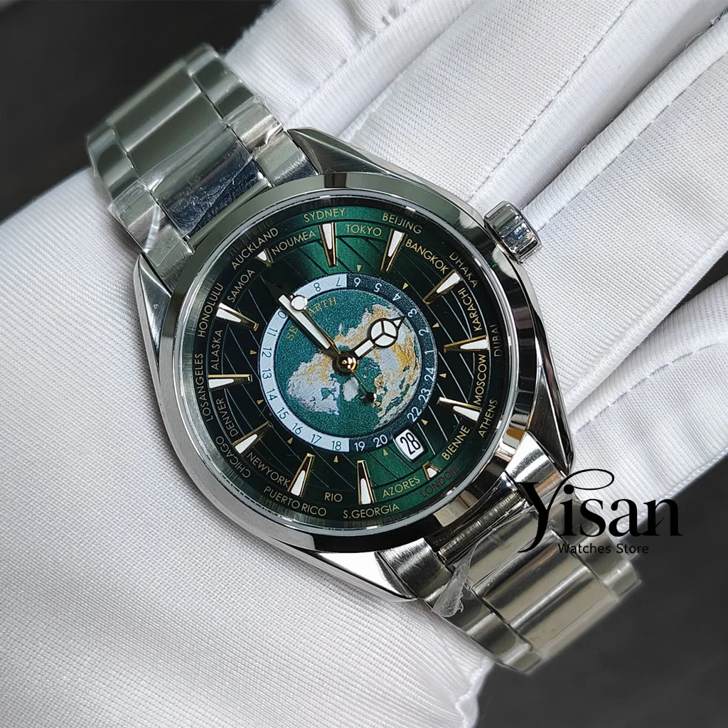 

NH35 men's automatic movement 41mm watch sapphire glass green dial waterproof mechanical watch business watch