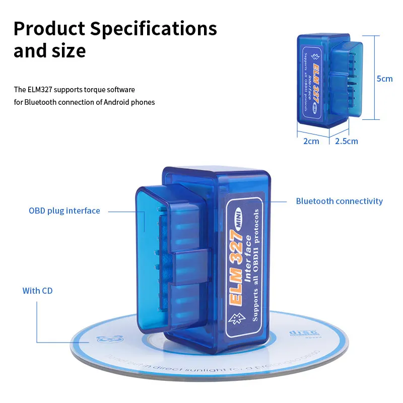 Mini Bluetooth ELM327 OBD2 Scanner Android Only, Car Fault & Fuel Consumption Driving Computer