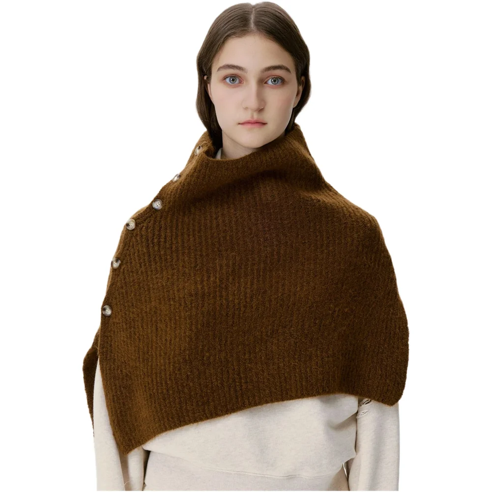Knit Button Neck Warmer with High Collar Design for Men and Women Wool Blend Winter Scarf for Cold Weather Protection