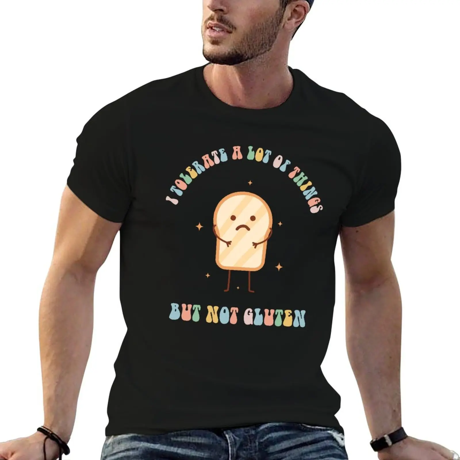 I Tolerate A Lot Of Things But Not Gluten T-Shirt Basic Solid Color Casual Tee Shirt