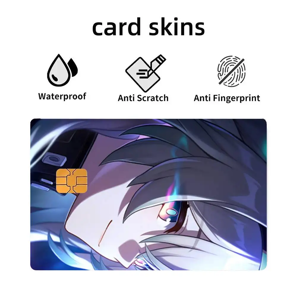 Game Honkai Star Rail Firefly 4pcs 1Set Funny Shell On Off Ultra Thin No Fade Sticker Skin Cover Film For Debit Credit Card