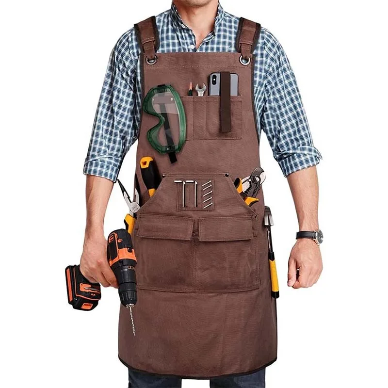 New Woodworking Apron Retro Waxed Waterproof Oil Proof Thick Canvas Work Clothes Horticultural Auto Repair Work Clothes