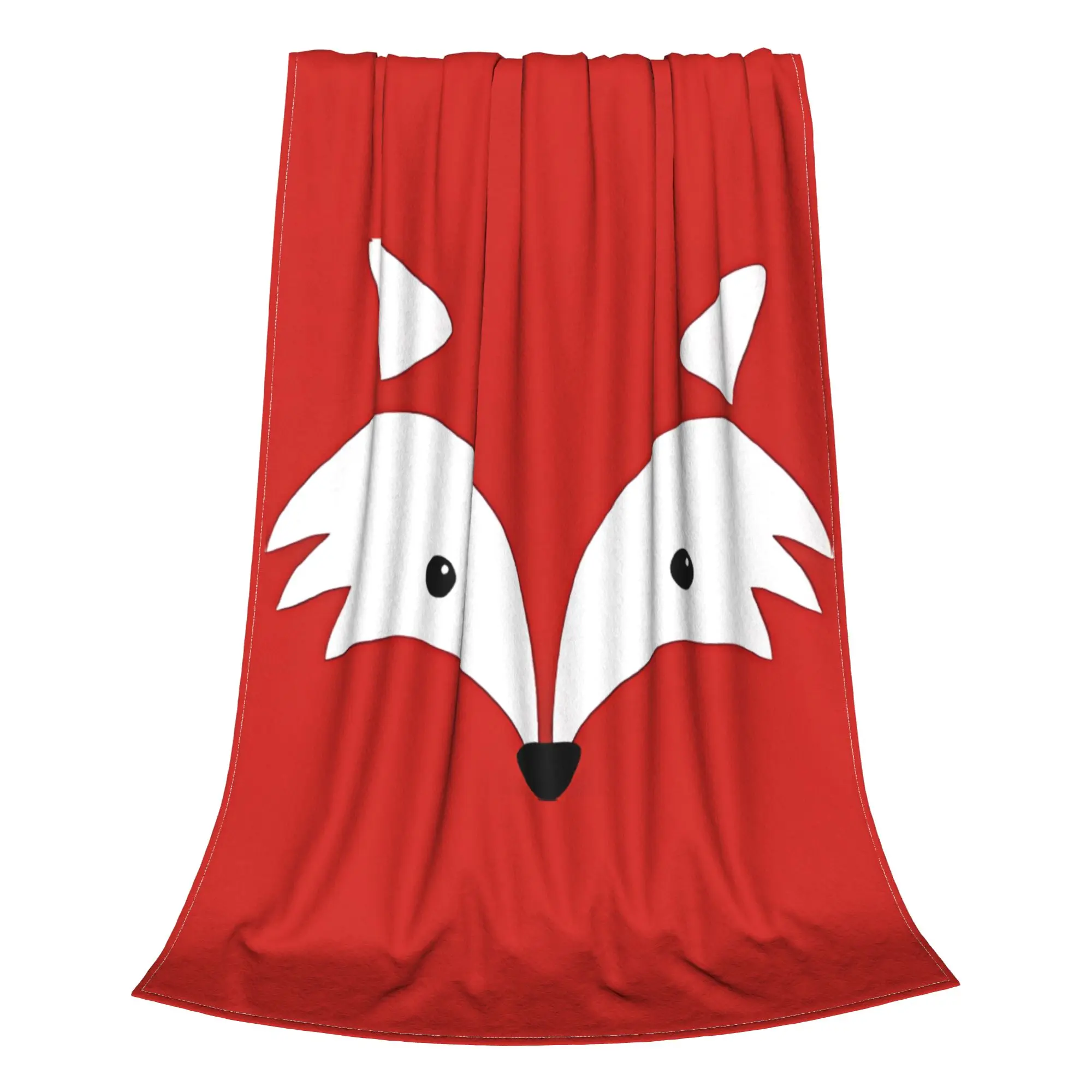 1PC Home Cute Room Decor Minimal Fox Blanket Throw Blanket Animal Face Novelty Warm Blanket All Season