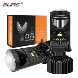 EURS Y6 H4 LED Projector Mini Lens Headlight Bulb Conversion High Low Beam Turbo Fan Car H4 LED Headlight LHD Auto Lamp 12V 24V