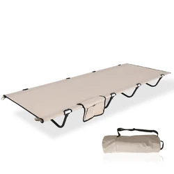 Compact Camping Cot Folding Tent Bed Ultralight Office Single Sleeping Cot with Carrying Bag Supports Up to 150kg