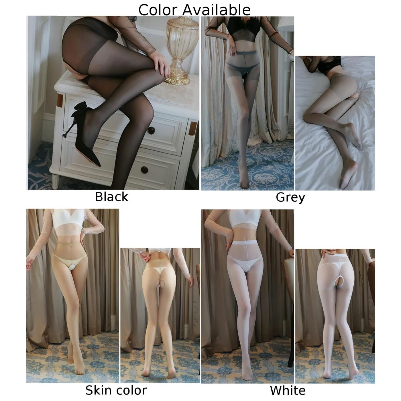 Comfy แฟชั่น Crotchless Pantyhose ถุงน่อง Quick-drying ดูผ่านบาง Crotchless บาง Crotchless Pantyhose