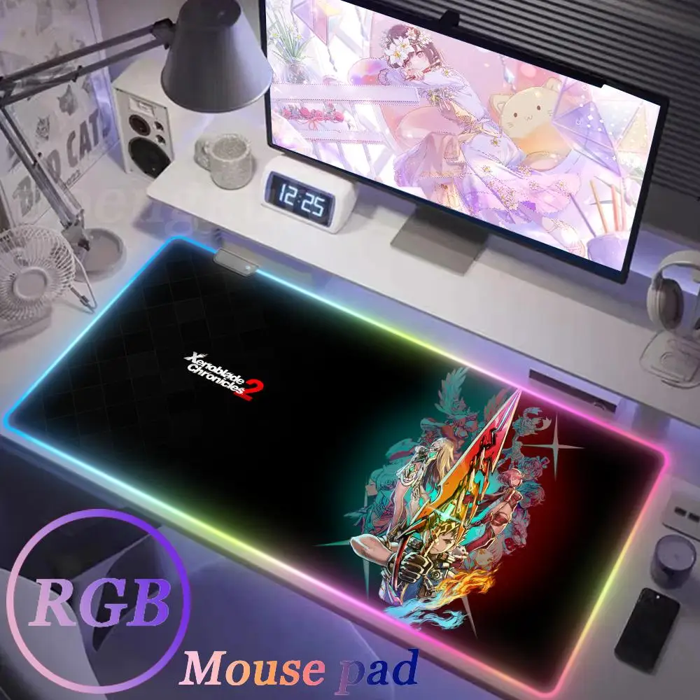 RGB Mouse Pad X_xenoblades Chronicles Keyboard DeskMat XXL Office Gaming Accessories PC Gamer Large LED Backlight Mice Mat