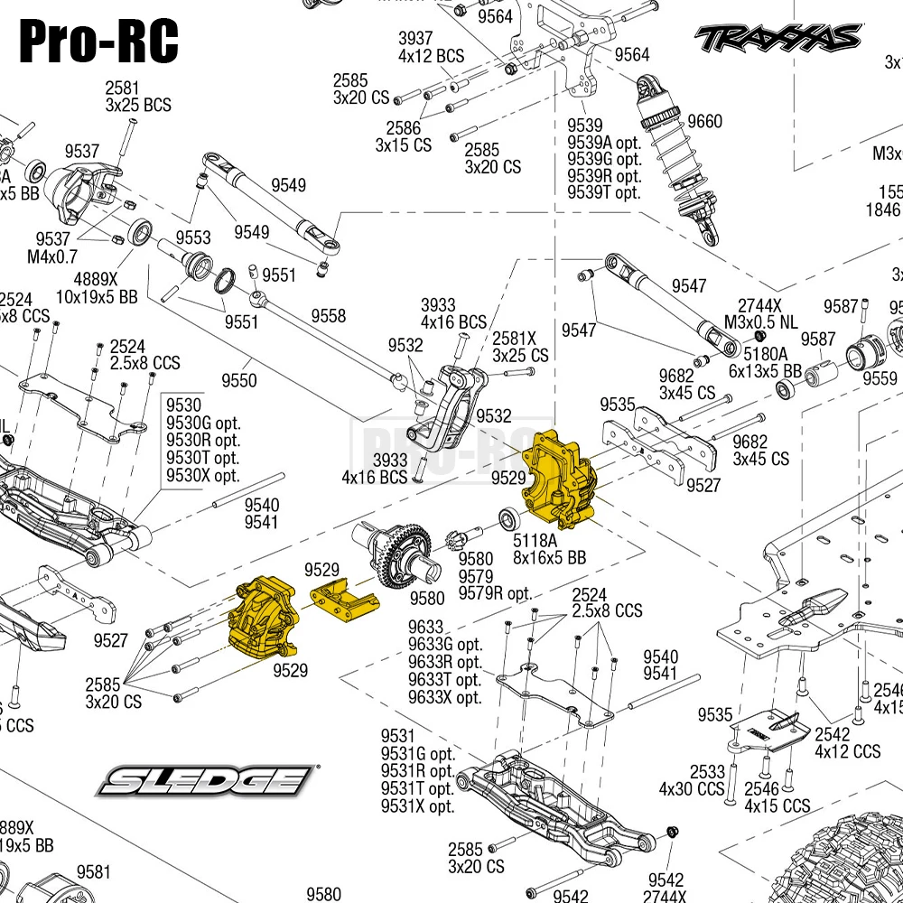 1 zestaw aluminium 9529 przednia i tylna skrzynia biegów różnicowa skrzynia biegów dla 1/8 Traxxas 4WD SLEDGE 95076-4 Off-Load Truck Rc Car