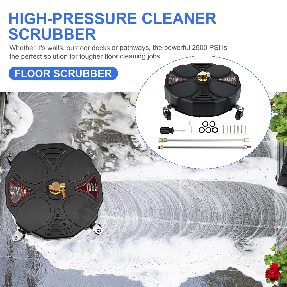 Floor Scrubber 1/4 Quick Connector Surface Cleaner Attachment with Extension Wand Powerful Pressure Washer Replacement Nozzles