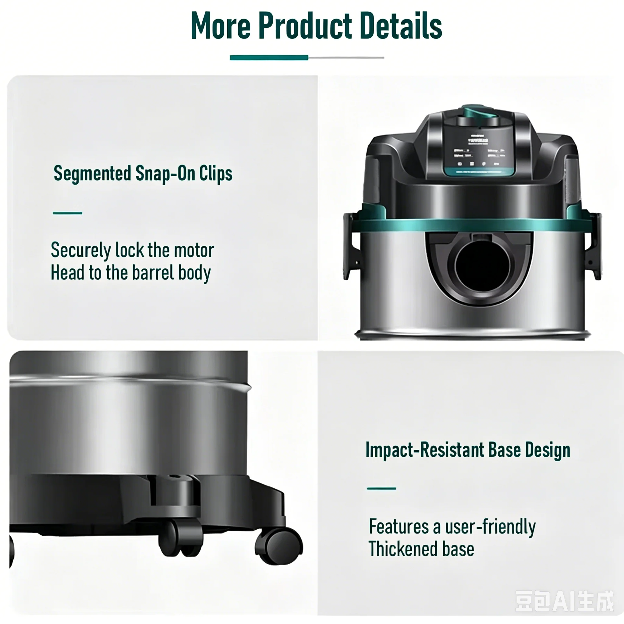 35L/48L Wet Dry Barrel Vacuum Cleaner Powerful Suction Stainless Steel Industrial Vacuum for Home, Renovation and Commercial