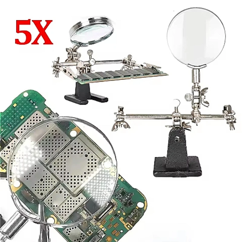 

Welding Auxiliary Clip Magnifier Electric Circuit Board Repair Welding Iron Bracket Adjustable 5X Desktop Loupe Hand Tool Sets