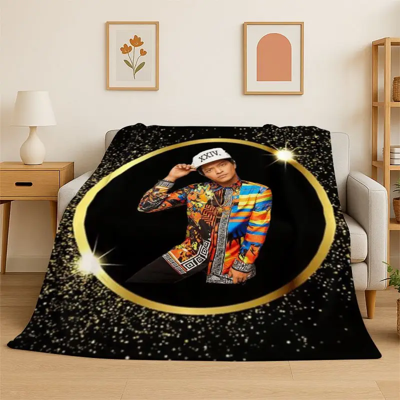 Fashion Bruno Mars Singer Star Flannel Blanket,Ultra Soft Warm Plush Throw for Home Bedroom Bed Sofa Cover Office Camping Picnic