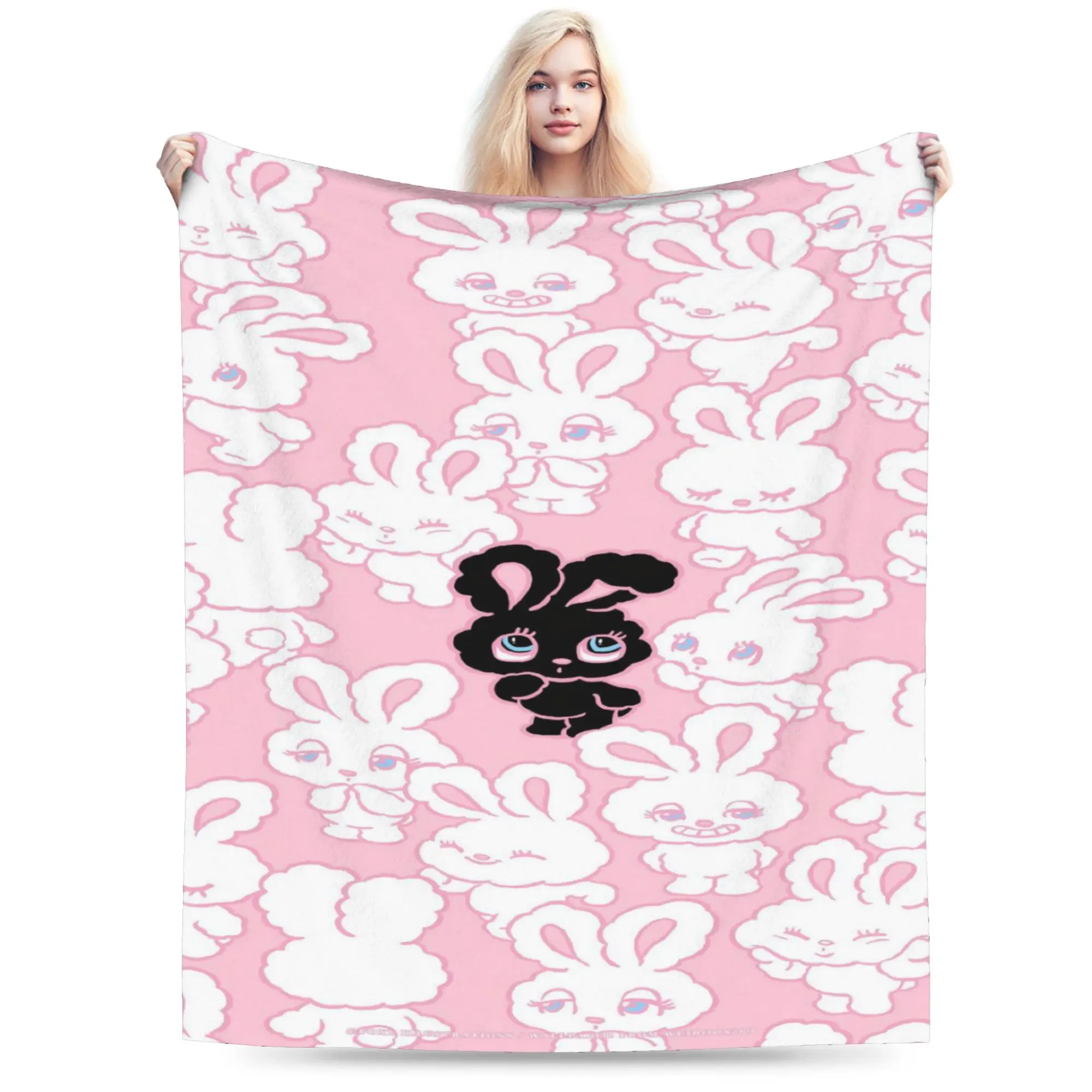 Super Soft Esther Bunny cartoon rabbit Throw Blanket Premium Fleece Flannel Lightweight  Bed Blanket Cozy Fluffy Blankets