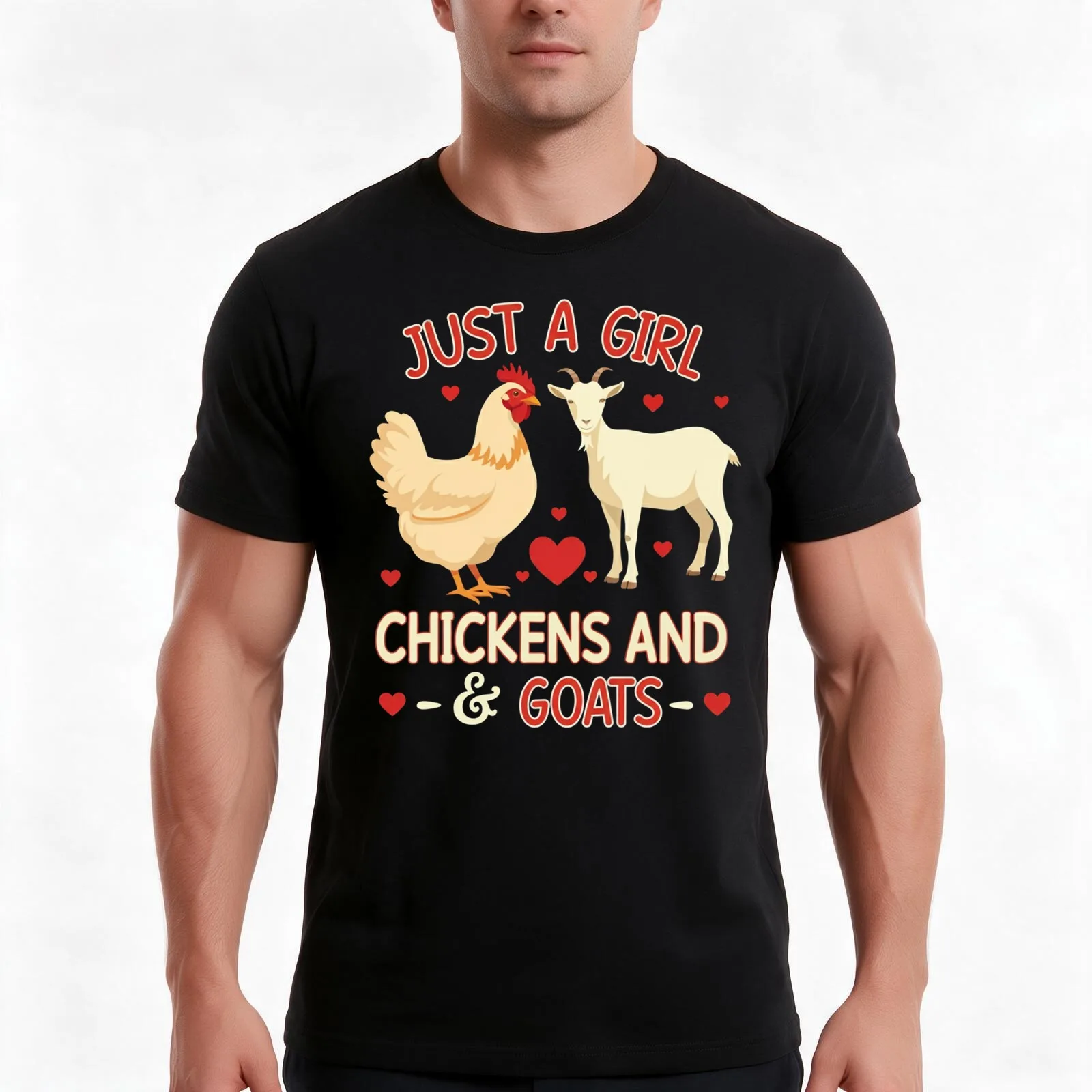 Cool Chicken Goat Design For Women Girls Pygmy Goat T-Shirt, Summer Casual Cotton Tee, Oversized Streetwear Tops, 100% Cotton