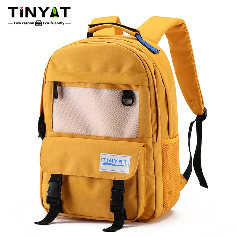 

TINYAT Многоцветный рюкзак из полиэстера, прочная повседневная школьная сумка унисекс большой вместимости для ежедневных поездок и путешествий на открытом воздухе