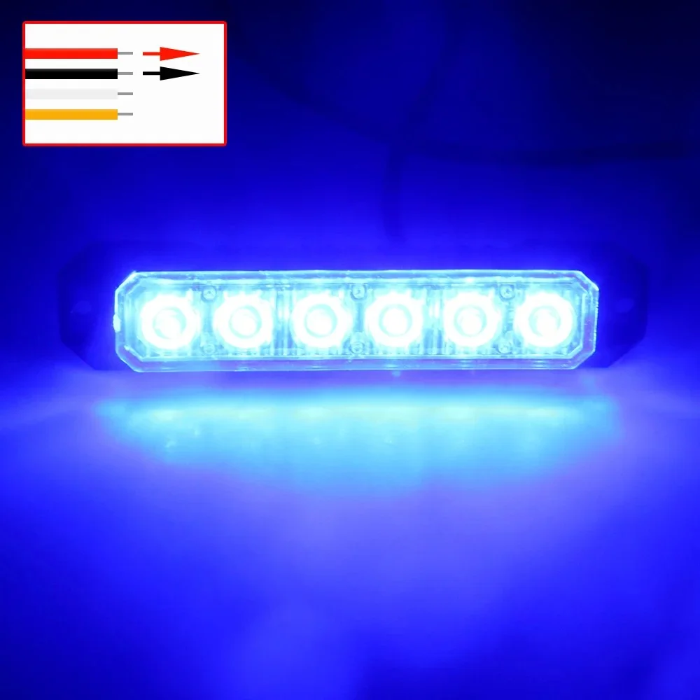 Surface Mount Strobe Mini Grille Light Flashing Lamps for Truck Car Vehicle LED Head Emergency Beacon Hazard 6Leds Warning Light