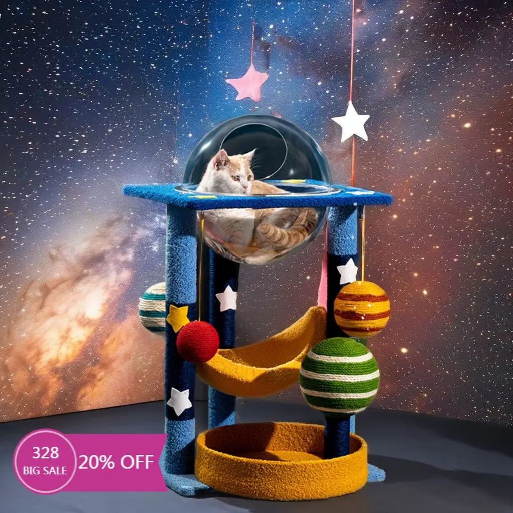 Interactive Modern Luxury Eco-Friendly Kitten Play Gym Hanging Mice Ball Toy Tier Starter Set